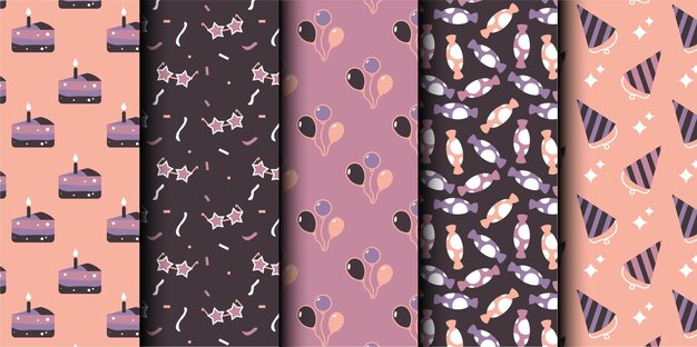 Conjunto de patrones sin costuras del vector de cumpleaños