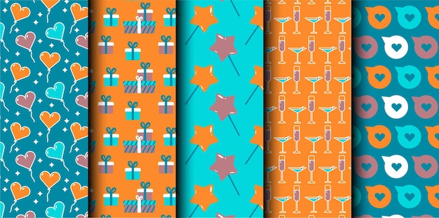 Conjunto de patrones sin costuras del vector de cumpleaños