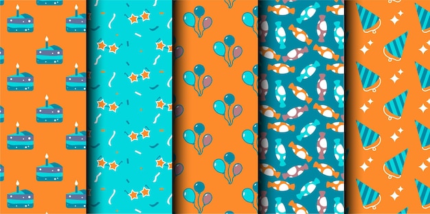 Conjunto de patrones sin costuras del vector de cumpleaños