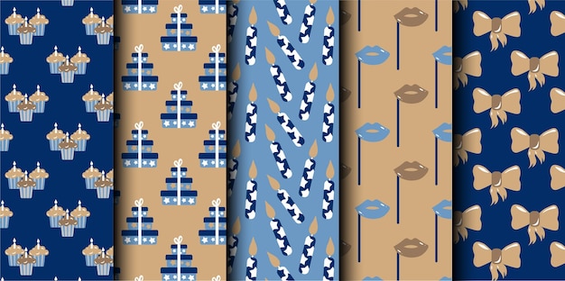 Conjunto de patrones sin costuras del vector de cumpleaños