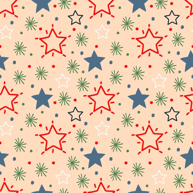 Un conjunto de patrones sin costuras vectoriales con estrellas garabateadas dibujadas a mano