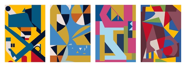 Conjunto de patrones de cuadrícula de geometría abstracta de tarjetas geométricas creativas