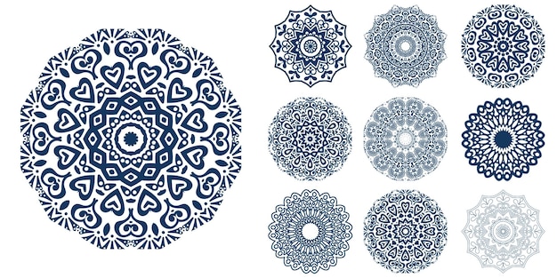 Conjunto de patrones de decoración de mandala étnico