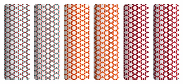 Un conjunto de patrones diferentes con un diseño rojo y azul.
