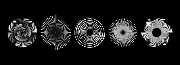 Conjunto de patrones de espiral radial Líneas de velocidad de rotación circular forman una colección de ondas sonoras de círculo giratorio