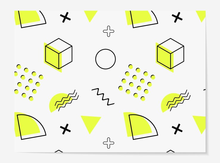 Vector conjunto de patrones en estilo memphis patrones con elementos geométricos