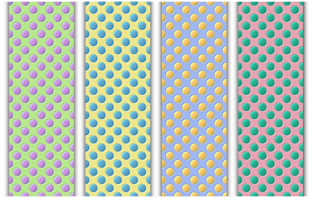 Conjunto de patrones sin fisuras abstractos con círculos de colores Fondo de lunares
