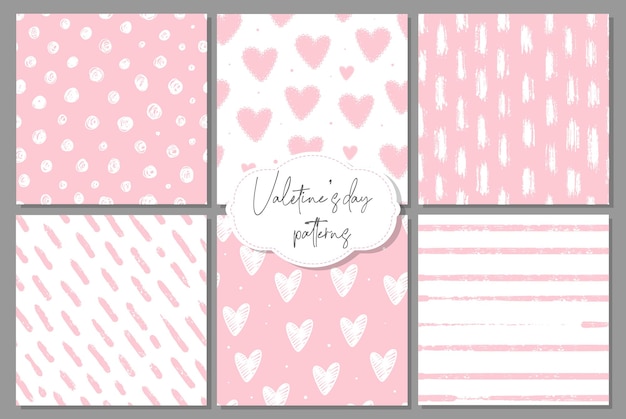 Conjunto de patrones sin fisuras abstractos del día de San Valentín