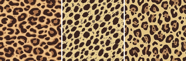 Conjunto de patrones sin fisuras de animales La textura de la piel de guepardo leopardo jaguar en colores naturales Diseño tradicional para Internet e impresión Para textiles papel tapiz Imágenes prediseñadas vectoriales ilustradas