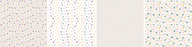 Conjunto de patrones sin fisuras de colores Formas abstractas brillantes