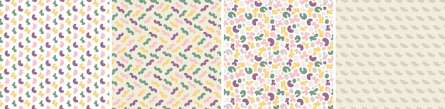 Conjunto de patrones sin fisuras de colores Formas abstractas brillantes