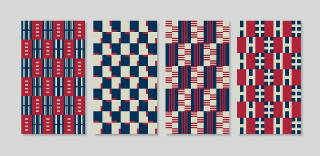 Conjunto de patrones sin fisuras cuadrado rojo y azul