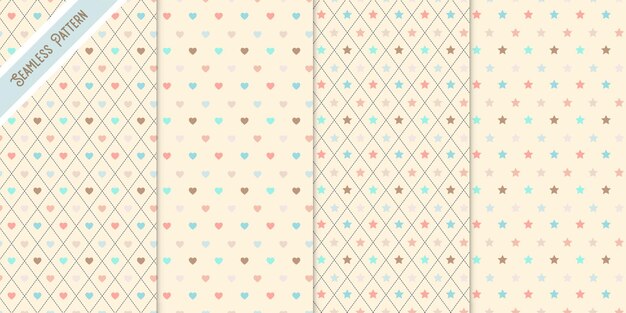 Conjunto de patrones sin fisuras de cuatro estrellas y corazones