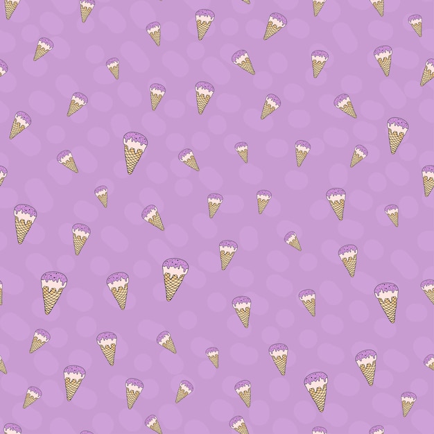 Conjunto de patrones sin fisuras dibujos animados dibujados a mano dulce helado delicado pastel rosa beige lila colores patrones femeninos para imprimir embalaje envolver pancartas textiles telas