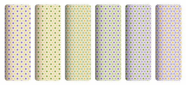 Un conjunto de patrones sin fisuras con diferentes colores y la palabra verde en ellos.