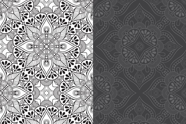 Conjunto de patrones sin fisuras de diseño de mandala ornamental de lujo.