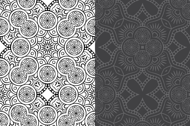 Conjunto de patrones sin fisuras de diseño de mandala ornamental de lujo.