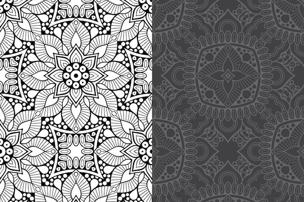 Conjunto de patrones sin fisuras de diseño de mandala ornamental de lujo.