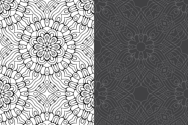 Conjunto de patrones sin fisuras de diseño de mandala ornamental de lujo.