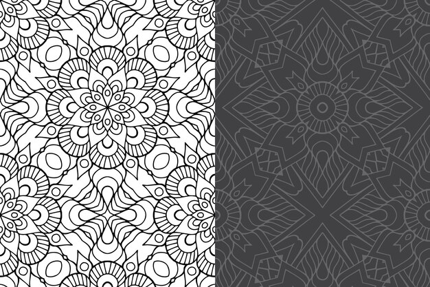 Conjunto de patrones sin fisuras de diseño de mandala ornamental de lujo.