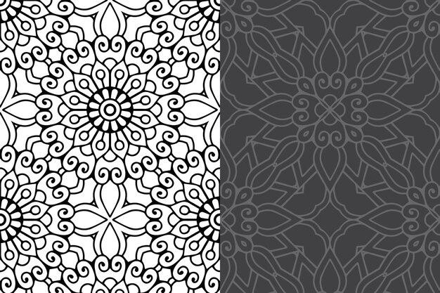 Conjunto de patrones sin fisuras de diseño de mandala ornamental de lujo.