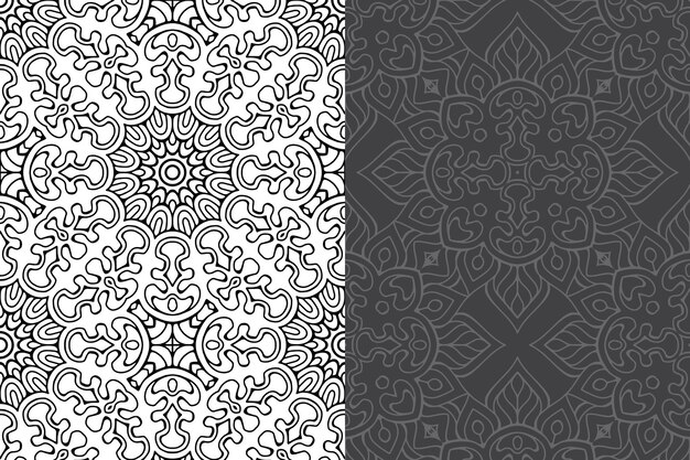 Conjunto de patrones sin fisuras de diseño de mandala ornamental de lujo.