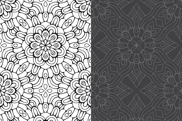 Conjunto de patrones sin fisuras de diseño de mandala ornamental de lujo.