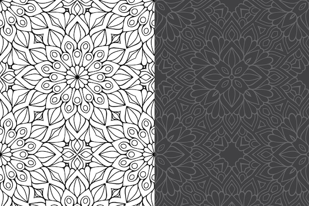 Conjunto de patrones sin fisuras de diseño de mandala ornamental de lujo.