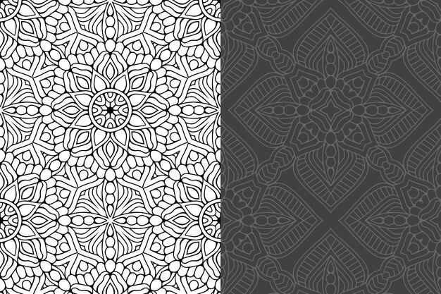 Conjunto de patrones sin fisuras de diseño de mandala ornamental de lujo.