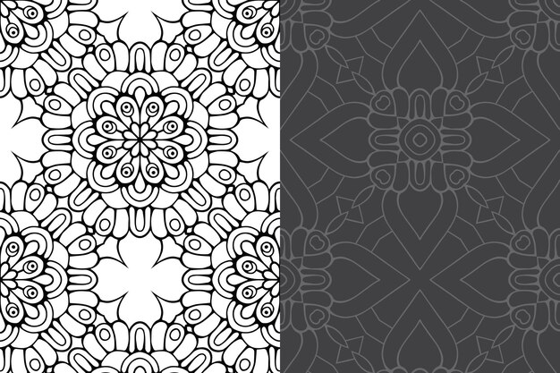 Conjunto de patrones sin fisuras de diseño de mandala ornamental de lujo.