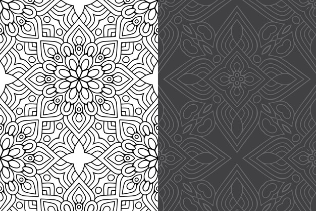 Conjunto de patrones sin fisuras de diseño de mandala ornamental de lujo.