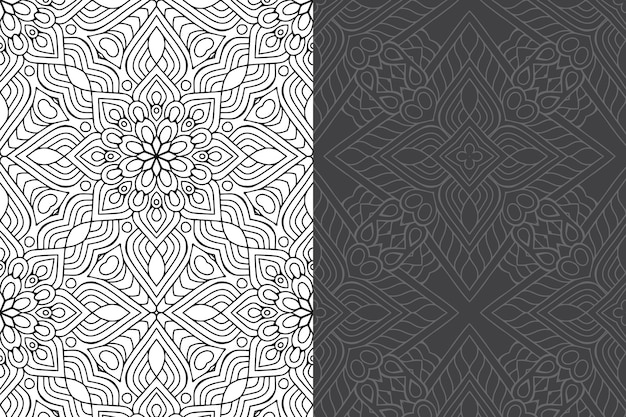 Conjunto de patrones sin fisuras de diseño de mandala ornamental de lujo.