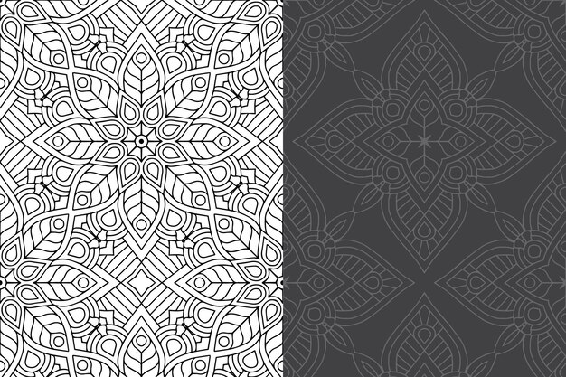 Conjunto de patrones sin fisuras de diseño de mandala ornamental de lujo.