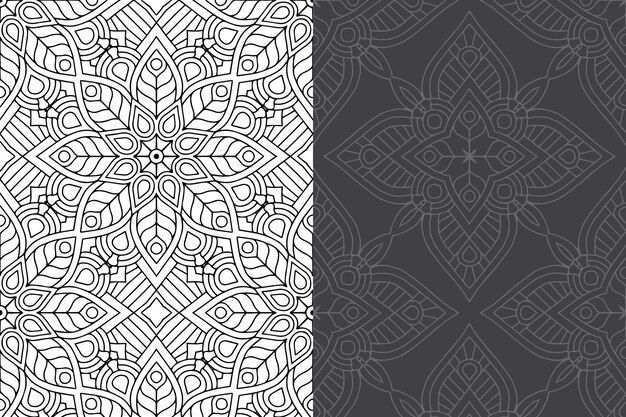 Vector conjunto de patrones sin fisuras de diseño de mandala ornamental de lujo.