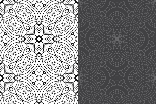 Conjunto de patrones sin fisuras de diseño de mandala ornamental de lujo.