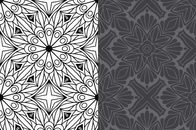 Conjunto de patrones sin fisuras de diseño de mandala ornamental de lujo.