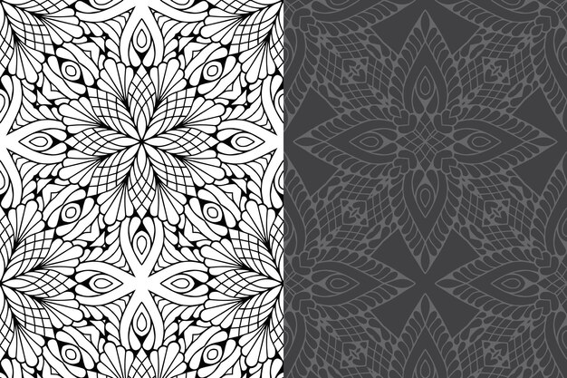 Conjunto de patrones sin fisuras de diseño de mandala ornamental de lujo.