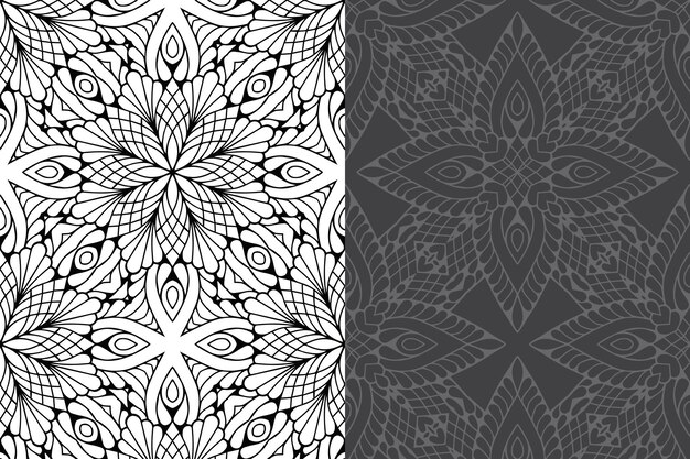 Vector conjunto de patrones sin fisuras de diseño de mandala ornamental de lujo.