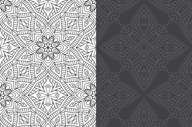Conjunto de patrones sin fisuras de diseño de mandala ornamental de lujo.