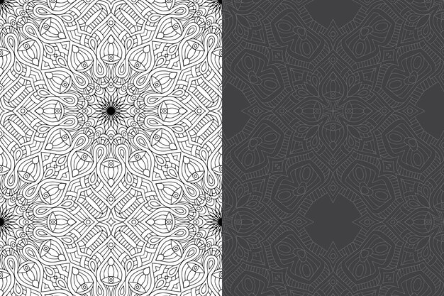 Conjunto de patrones sin fisuras de diseño de mandala ornamental de lujo.