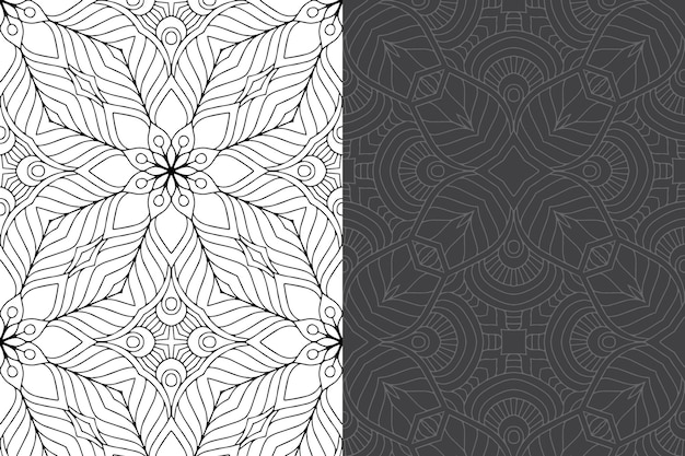 Conjunto de patrones sin fisuras de diseño de mandala ornamental de lujo.
