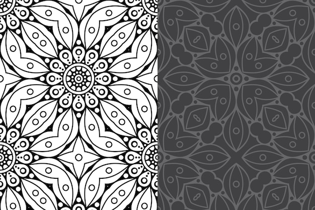 Conjunto de patrones sin fisuras de diseño de mandala ornamental de lujo.