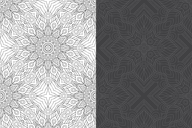 Conjunto de patrones sin fisuras de diseño de mandala ornamental de lujo.