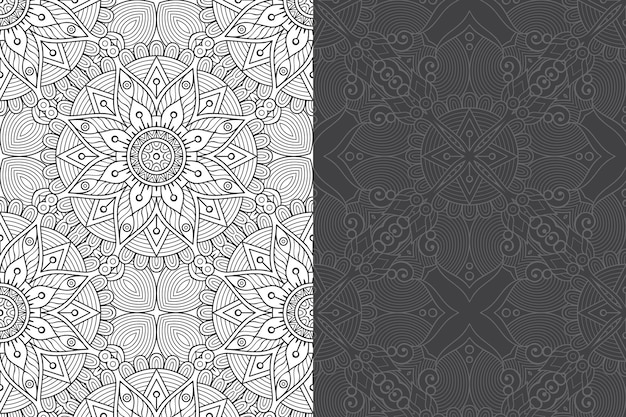 Conjunto de patrones sin fisuras de diseño de mandala ornamental de lujo.