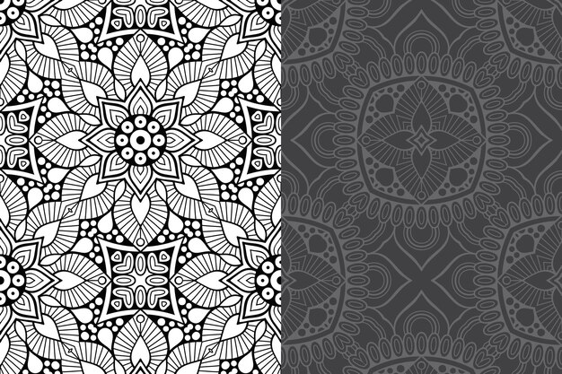 Conjunto de patrones sin fisuras de diseño de mandala ornamental de lujo.