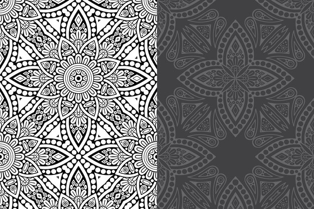 Conjunto de patrones sin fisuras de diseño de mandala ornamental de lujo.