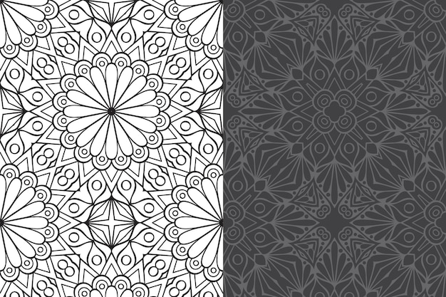 Conjunto de patrones sin fisuras de diseño de mandala ornamental de lujo.