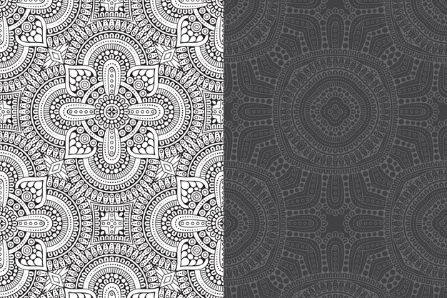 Conjunto de patrones sin fisuras de diseño de mandala ornamental de lujo.