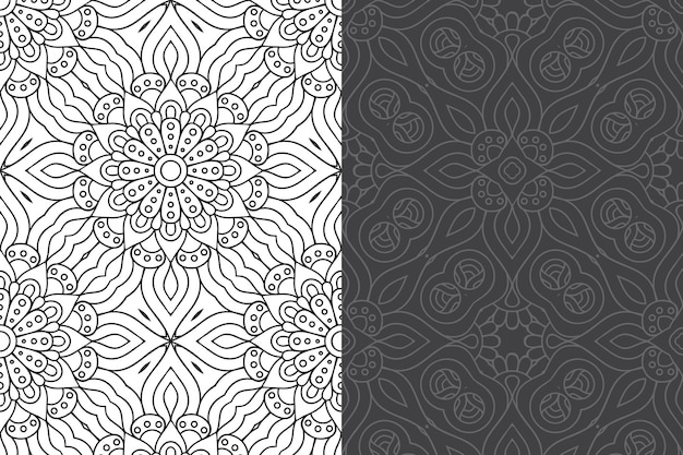 Conjunto de patrones sin fisuras de diseño de mandala ornamental de lujo.