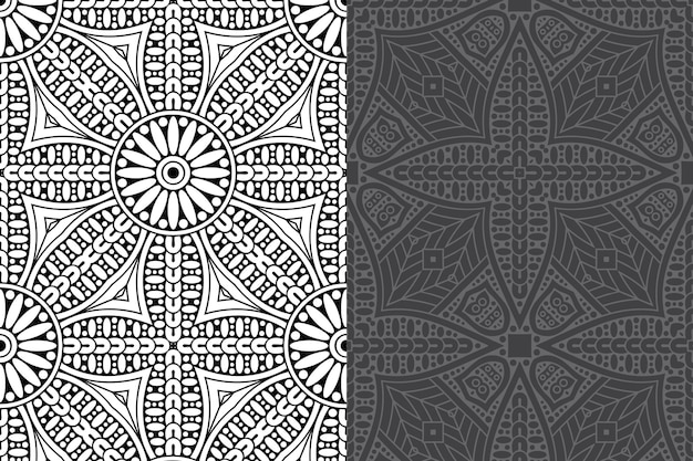 Conjunto de patrones sin fisuras de diseño de mandala ornamental de lujo.